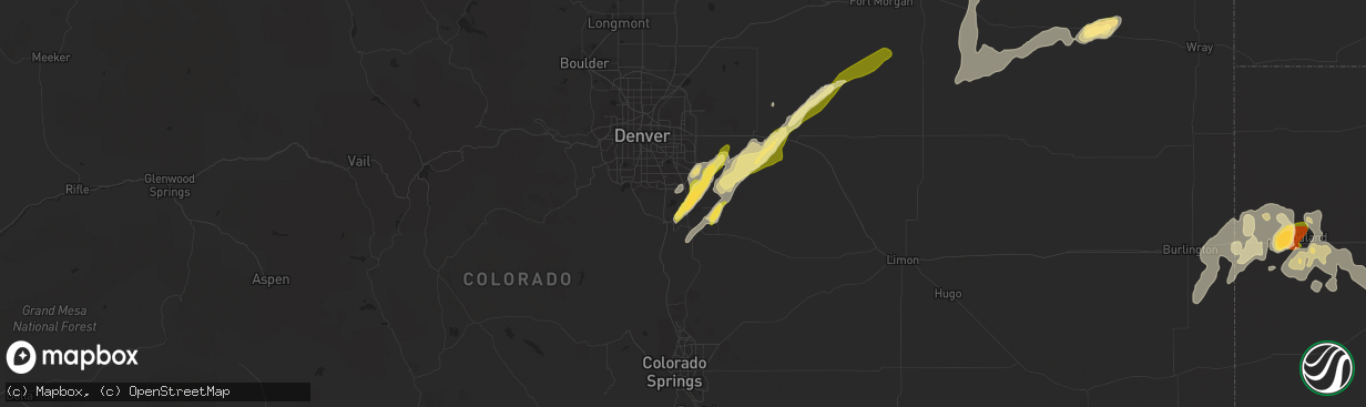 Hail map in Parker, CO on June 5, 2015