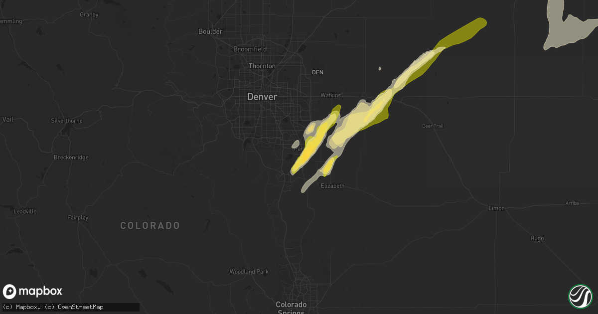 Hail map in Parker, CO on June 5, 2015