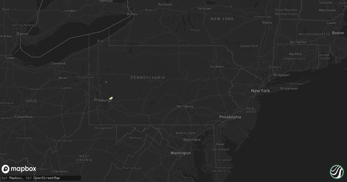 Hail map in Pennsylvania on June 5, 2015