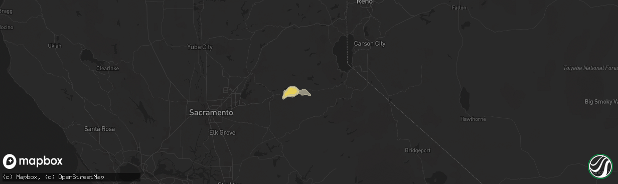 Hail map in Pollock Pines, CA on June 5, 2015