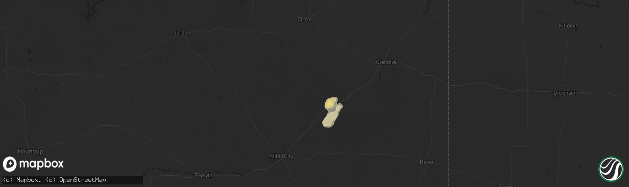 Hail map in Terry, MT on June 5, 2015