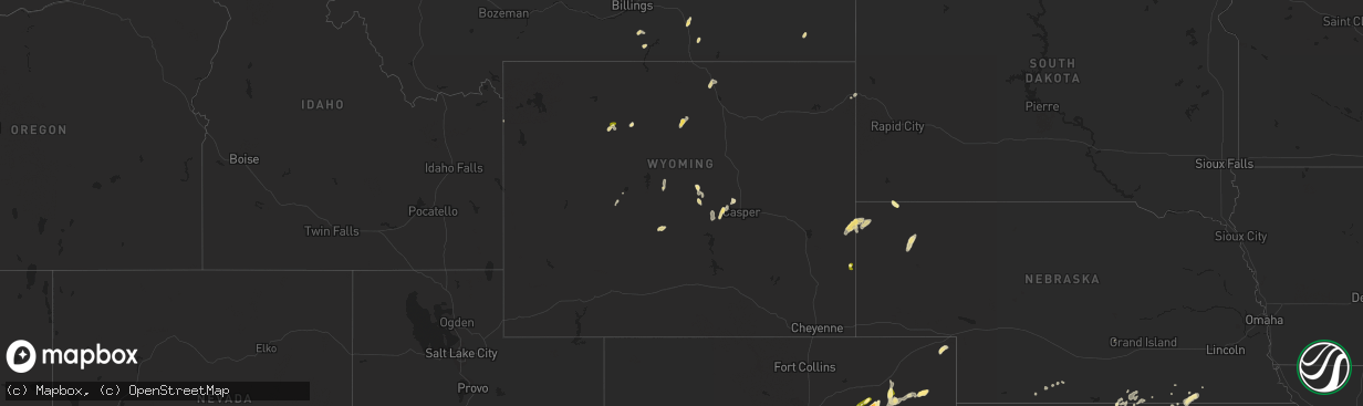 Hail map in Wyoming on June 5, 2015