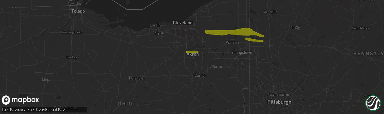 Hail map in Akron, OH on June 5, 2016