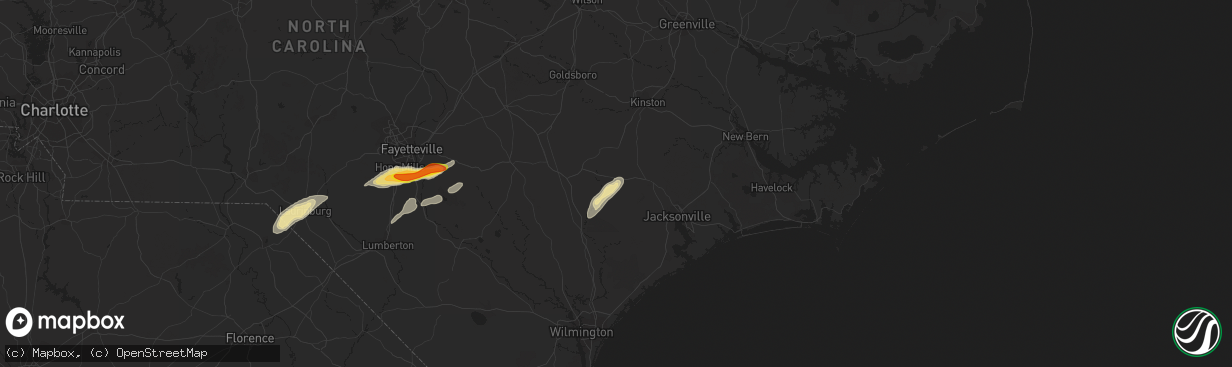 Hail map in Beulaville, NC on June 5, 2016