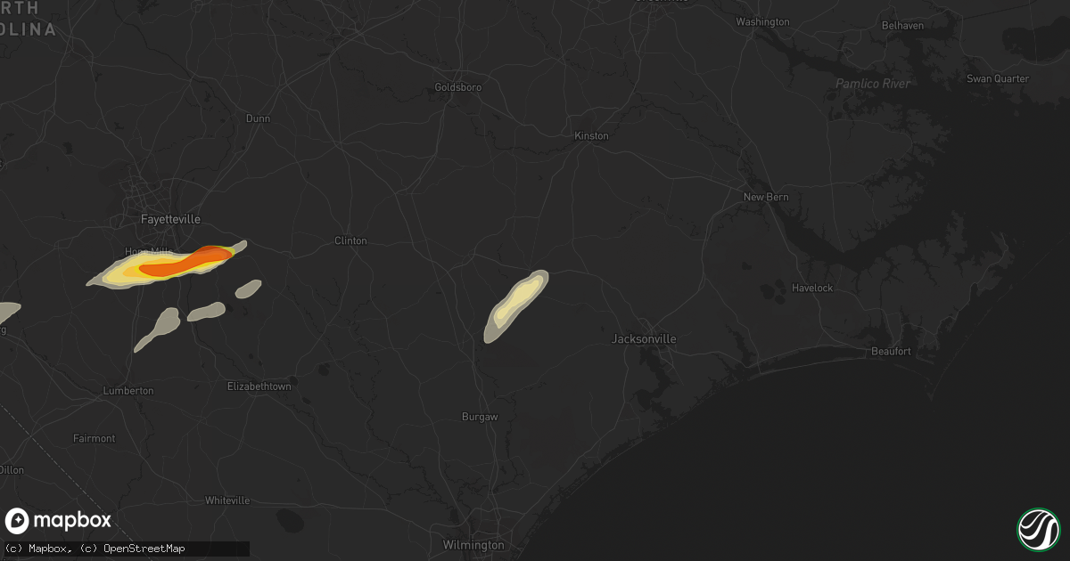 Hail map in Beulaville, NC on June 5, 2016