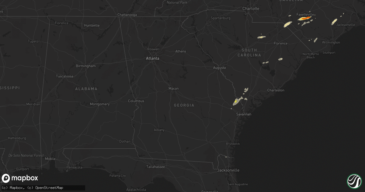 Hail map in Georgia on June 5, 2016