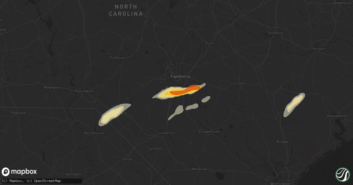 Hail map in Hope Mills, NC on June 5, 2016
