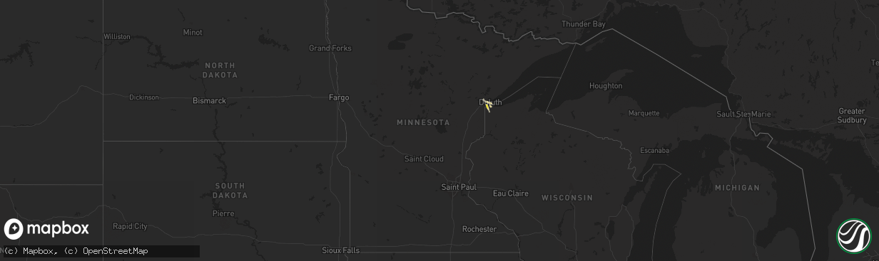 Hail map in Minnesota on June 5, 2016