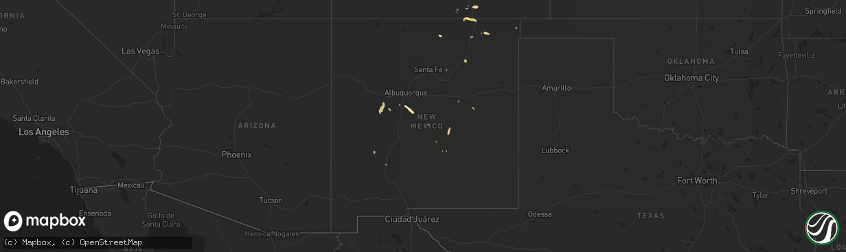 Hail map in New Mexico on June 5, 2016