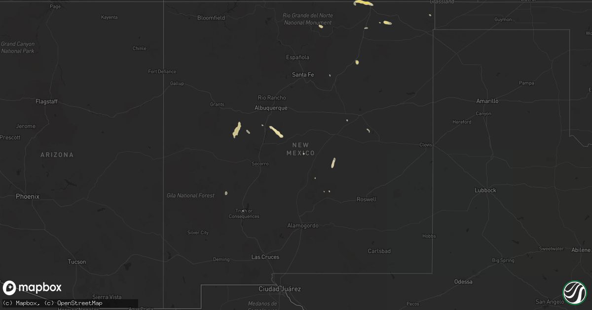 Hail map in New Mexico on June 5, 2016