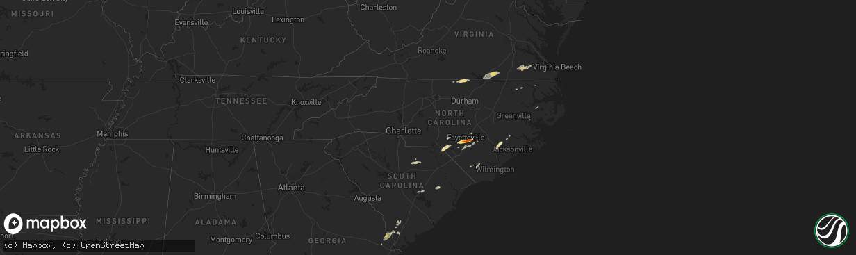 Hail map in North Carolina on June 5, 2016