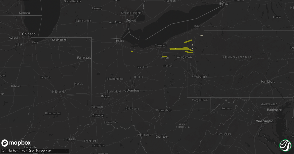 Hail map in Ohio on June 5, 2016