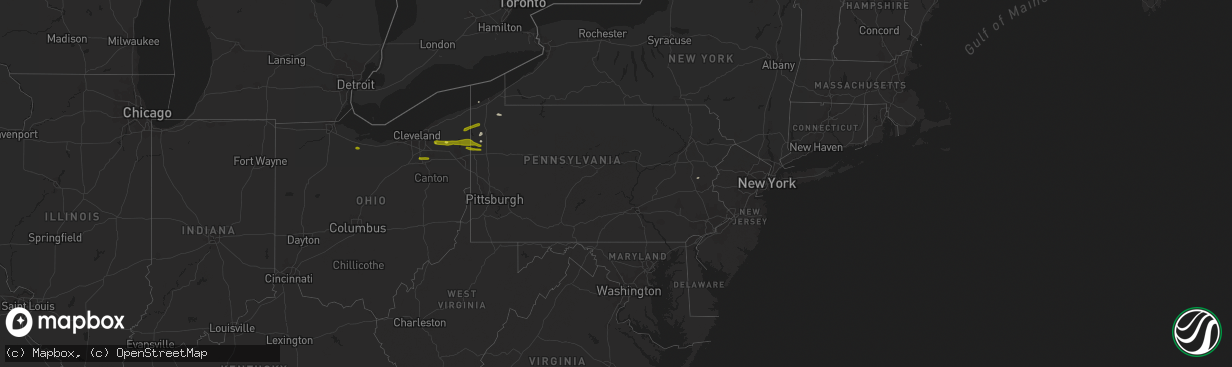 Hail map in Pennsylvania on June 5, 2016