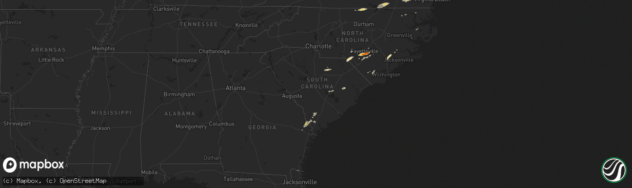 Hail map in South Carolina on June 5, 2016