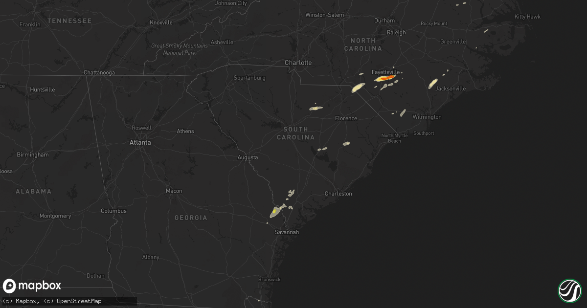 Hail map in South Carolina on June 5, 2016