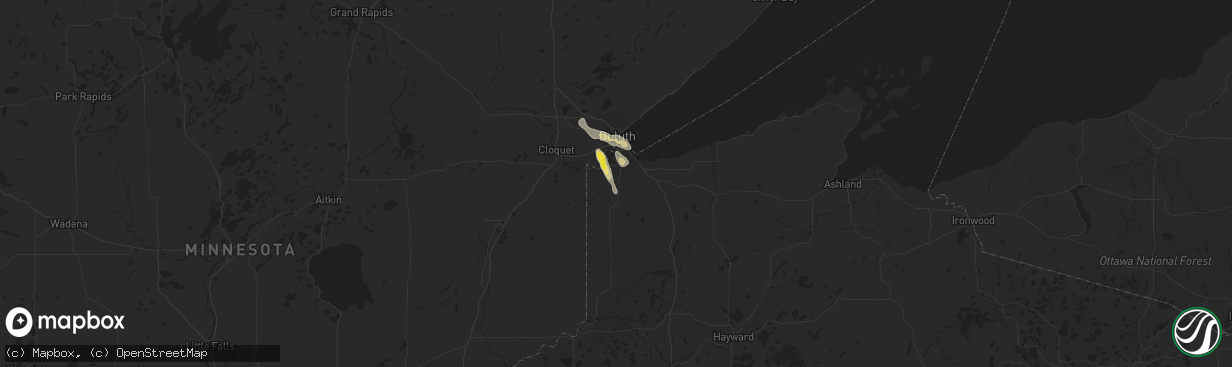 Hail map in Superior, WI on June 5, 2016