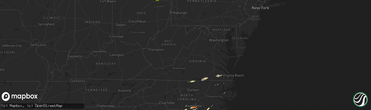 Hail map in Virginia on June 5, 2016