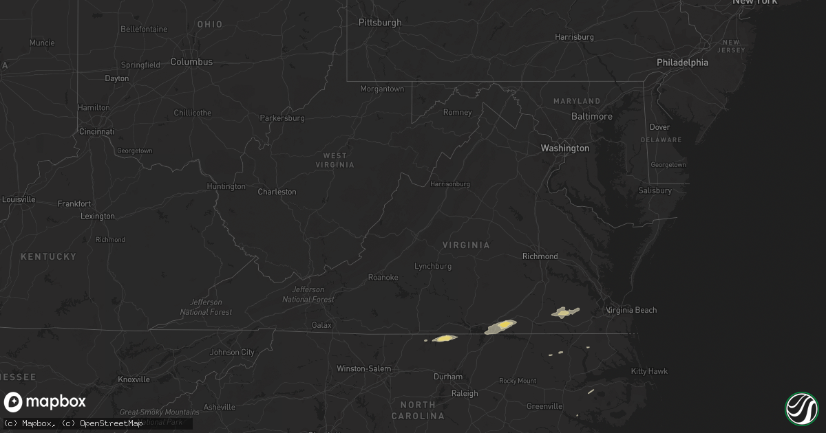 Hail map in Virginia on June 5, 2016