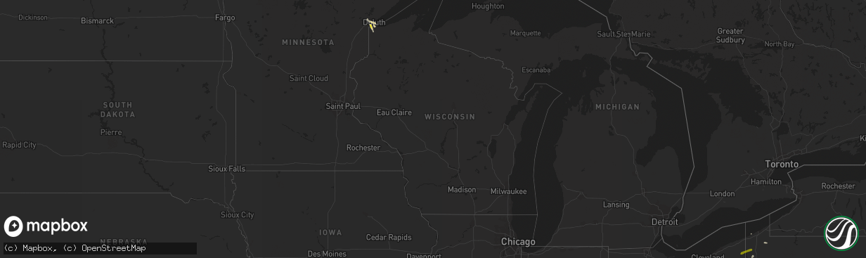 Hail map in Wisconsin on June 5, 2016