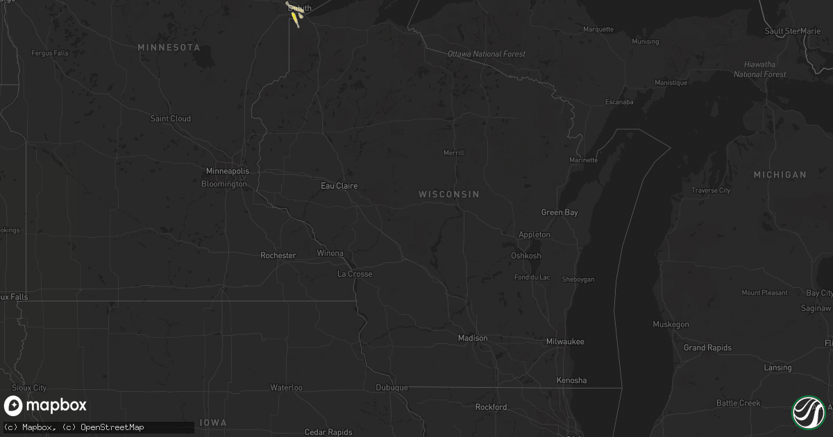 Hail map in Wisconsin on June 5, 2016
