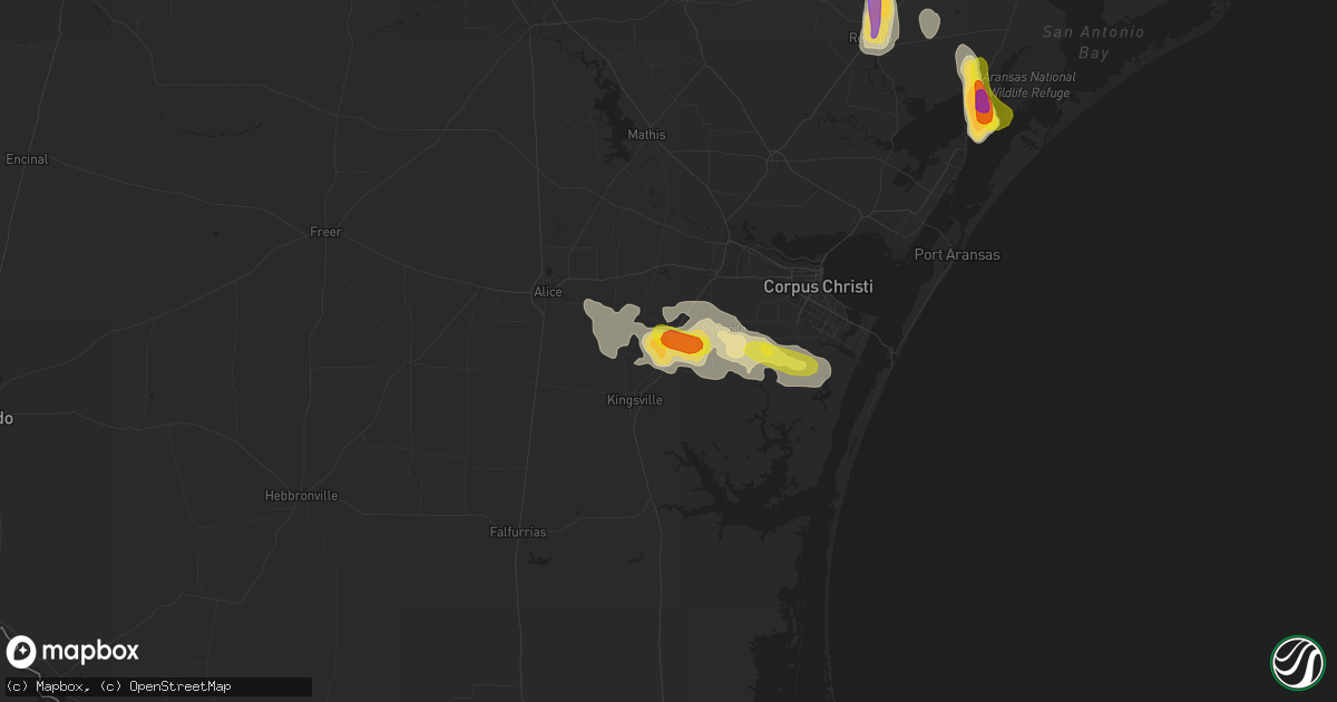 Hail map in Bishop, TX on June 5, 2017