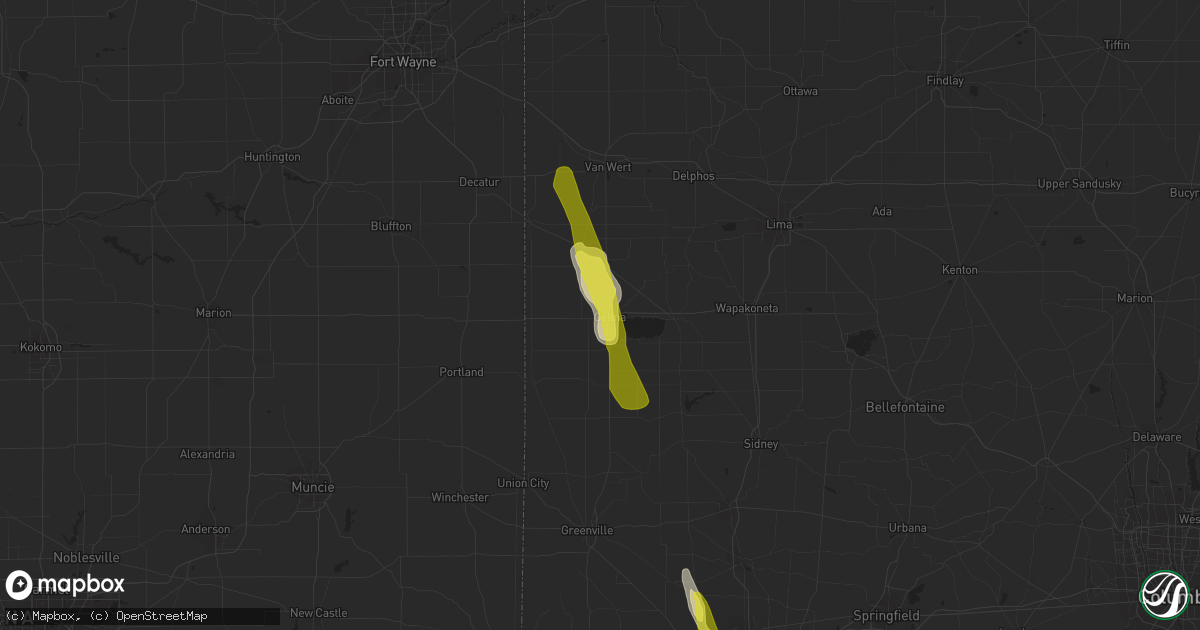 Hail map in Celina, OH on June 5, 2017