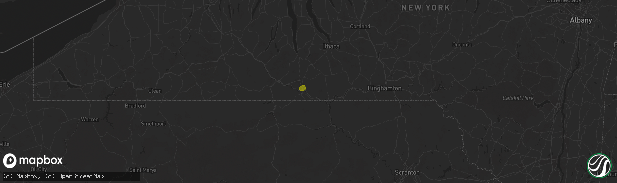 Hail map in Elmira, NY on June 5, 2017