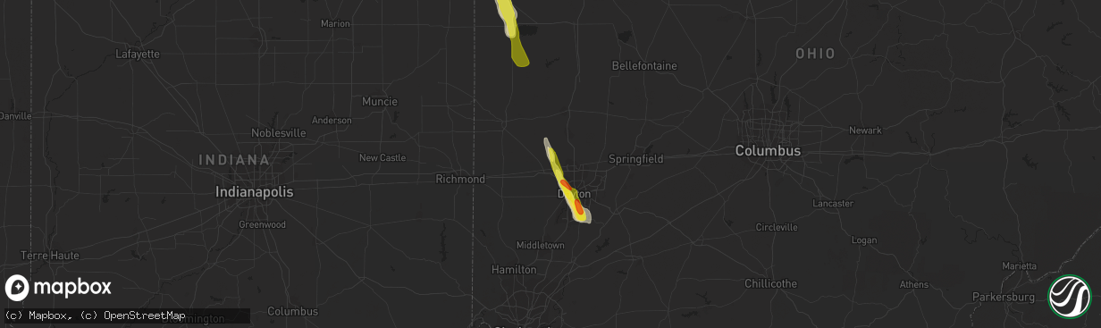 Hail map in Englewood, OH on June 5, 2017