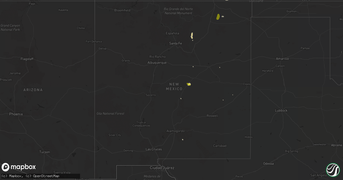 Hail map in New Mexico on June 5, 2017