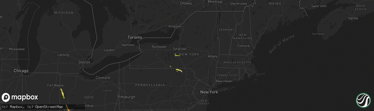 Hail map in New York on June 5, 2017