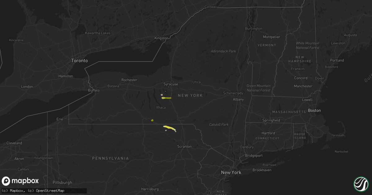 Hail map in New York on June 5, 2017