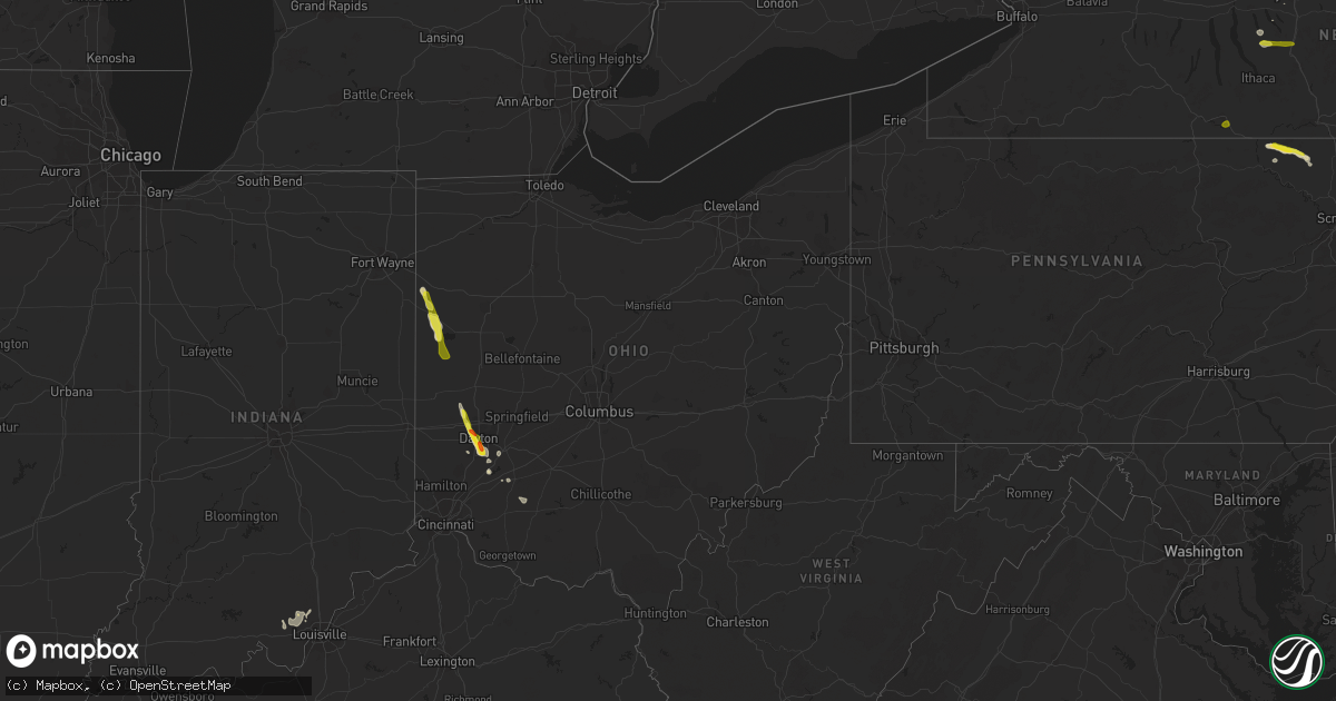 Hail map in Ohio on June 5, 2017