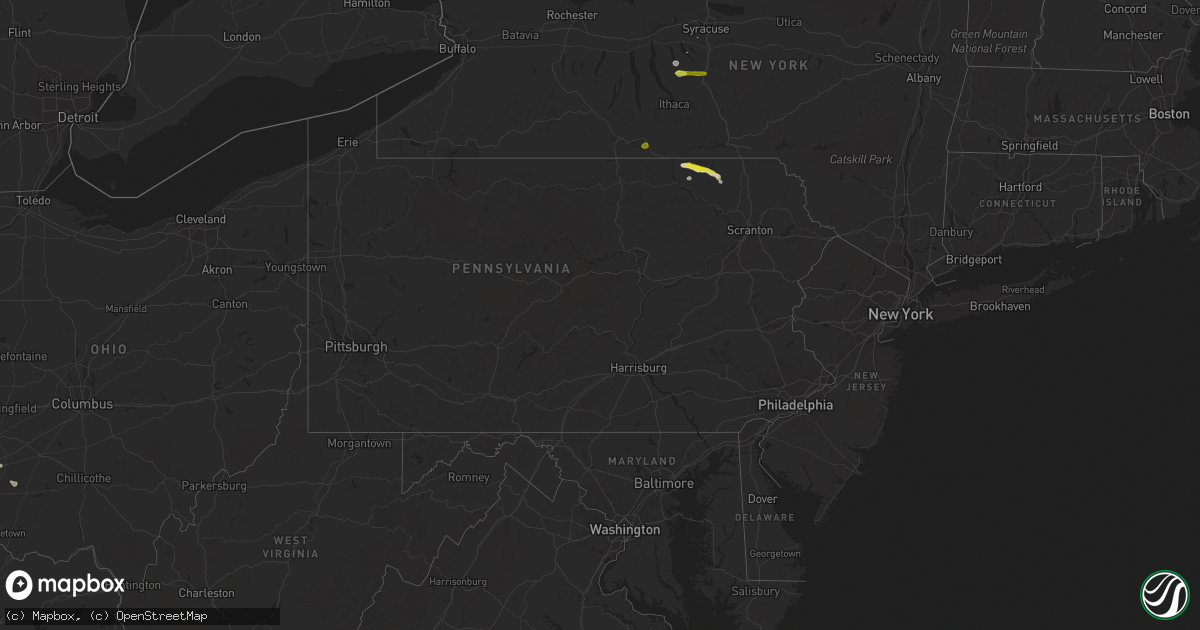 Hail map in Pennsylvania on June 5, 2017