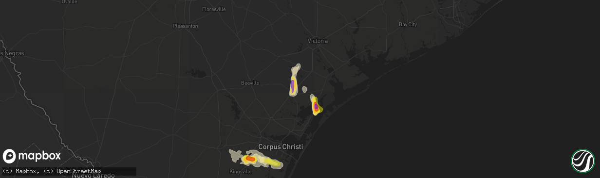 Hail map in Refugio, TX on June 5, 2017