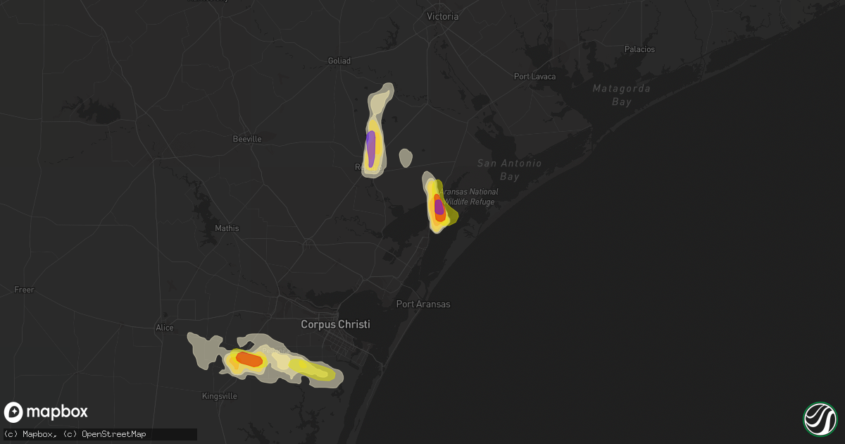 Hail map in Rockport, TX on June 5, 2017