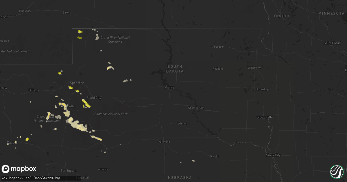 Hail map in South Dakota on June 5, 2017