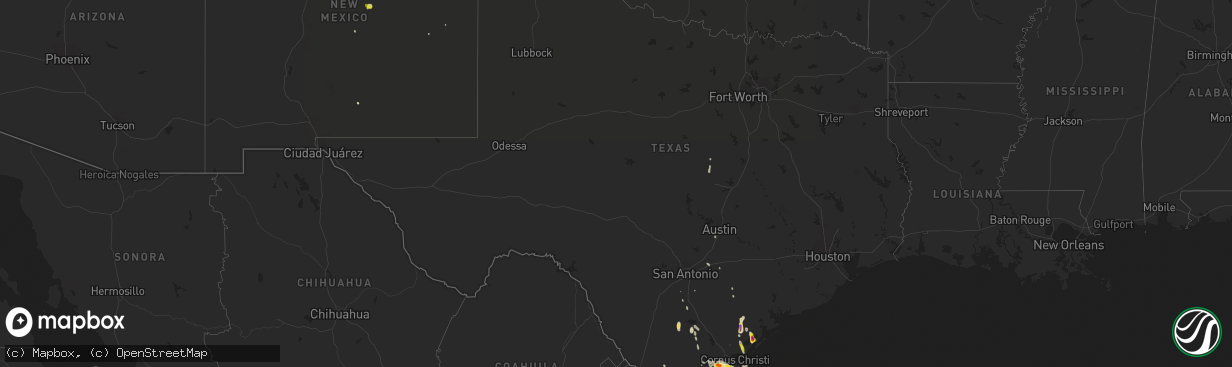 Hail map in Texas on June 5, 2017