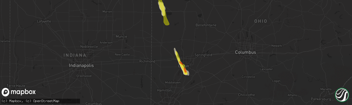 Hail map in West Milton, OH on June 5, 2017