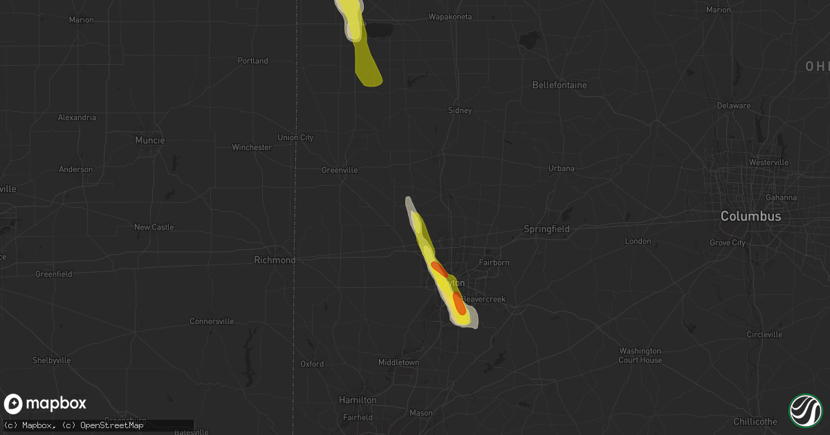 Hail map in West Milton, OH on June 5, 2017
