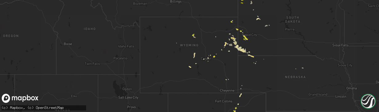 Hail map in Wyoming on June 5, 2017