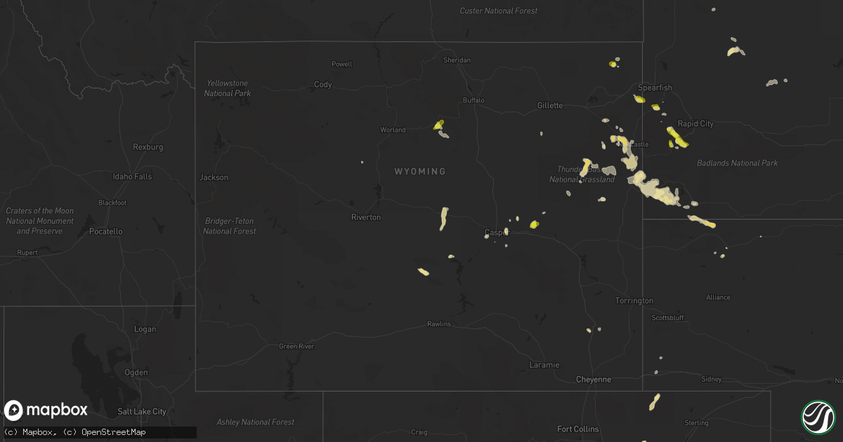 Hail map in Wyoming on June 5, 2017