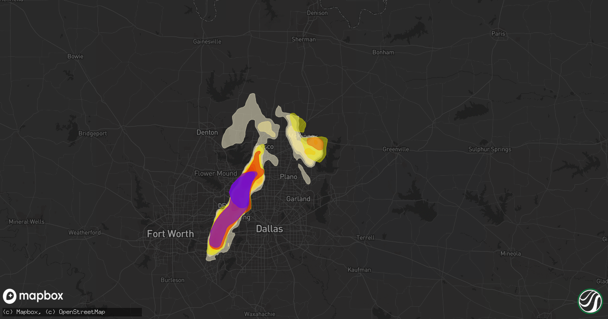 Hail map in Allen, TX on June 5, 2018