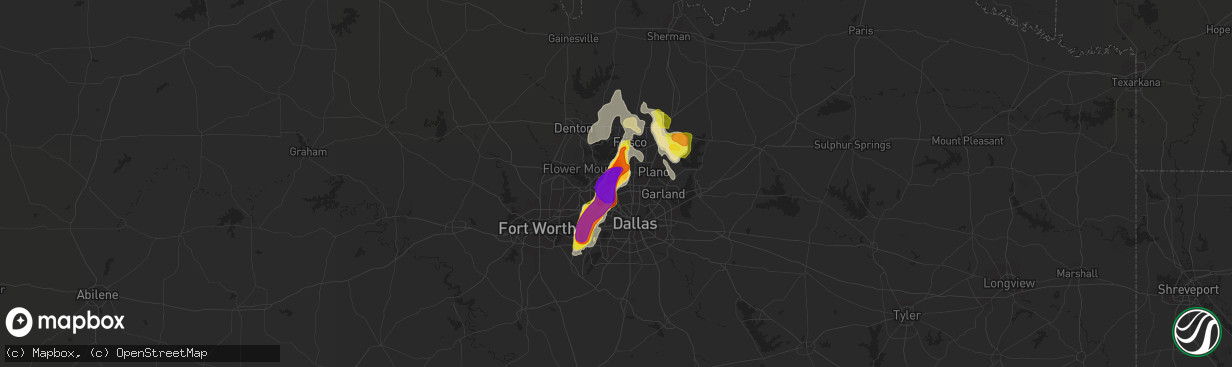 Hail map in Carrollton, TX on June 5, 2018