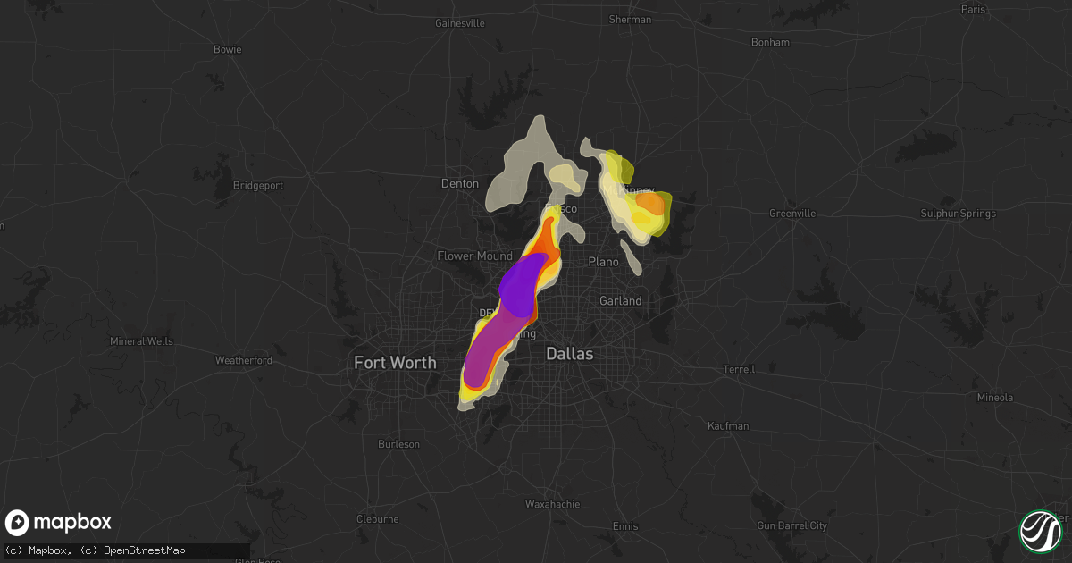 Hail map in Carrollton, TX on June 5, 2018
