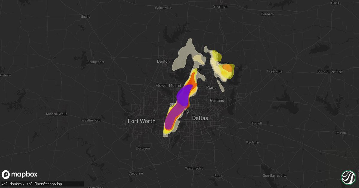 Hail map in Coppell, TX on June 5, 2018