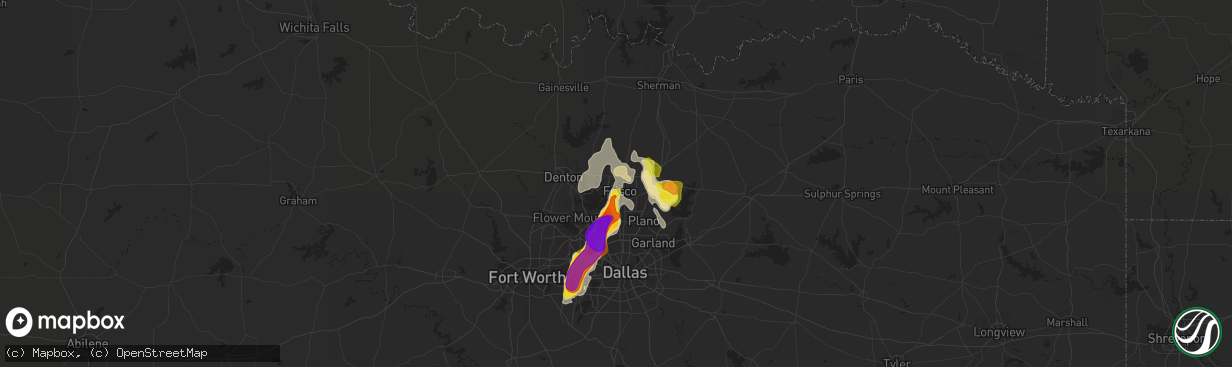 Hail map in Frisco, TX on June 5, 2018