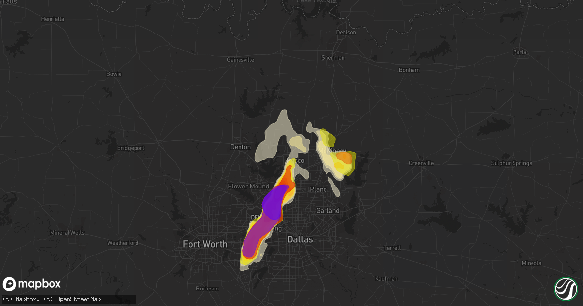 Hail map in Frisco, TX on June 5, 2018