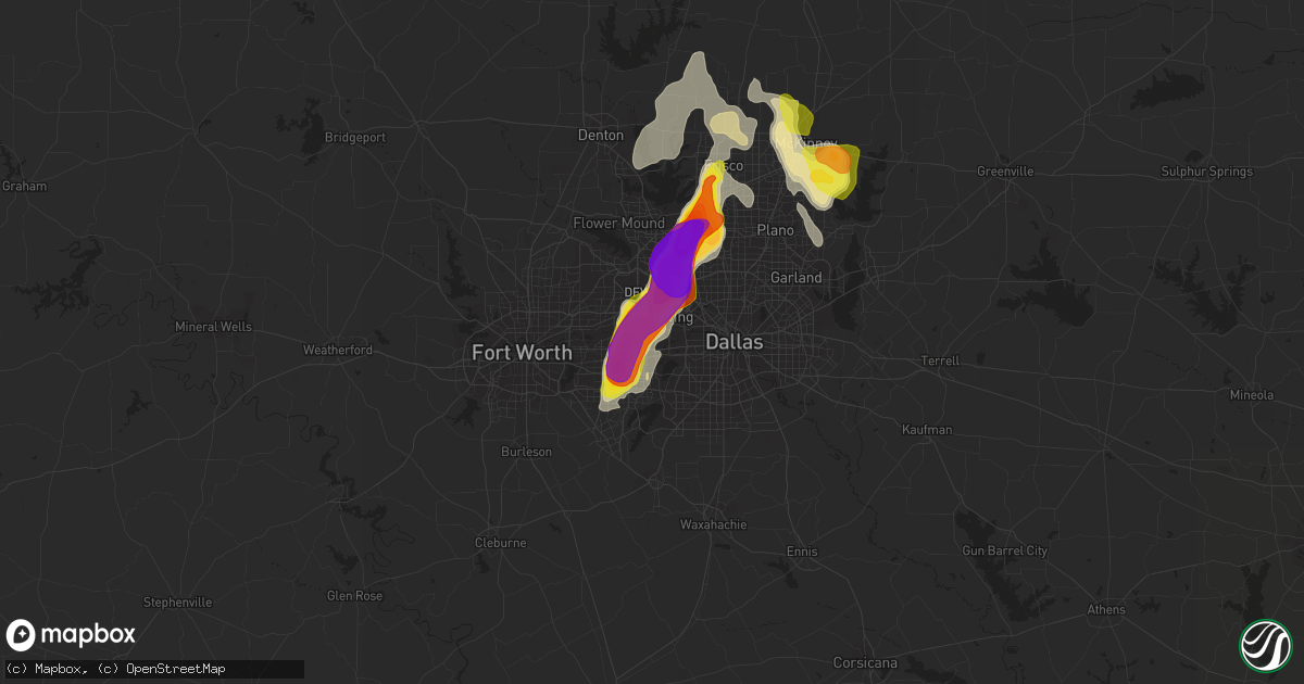 Hail map in Grand Prairie, TX on June 5, 2018