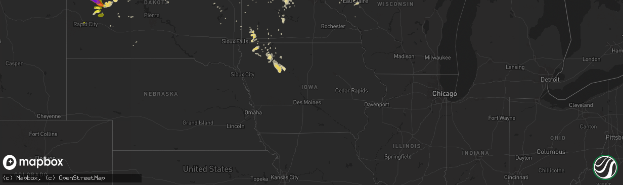 Hail map in Iowa on June 5, 2018