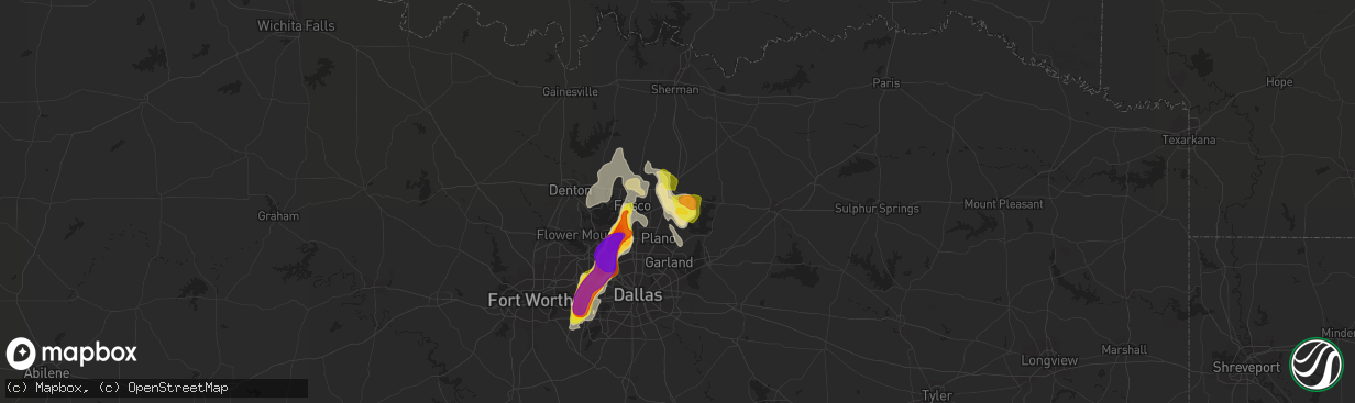 Hail map in Mckinney, TX on June 5, 2018